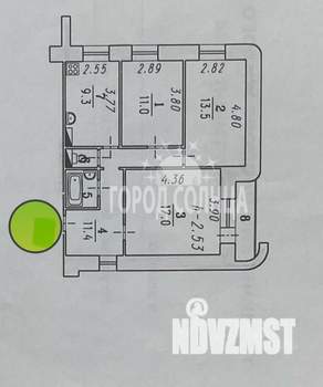 3-к квартира, вторичка, 66м2, 10/16 этаж