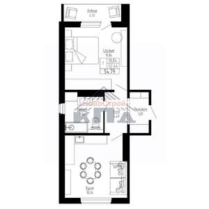 1-к квартира, строящийся дом, 55м2, 11/16 этаж