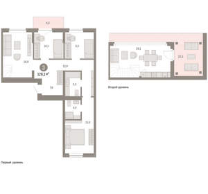 3-к квартира, вторичка, 128м2, 7/9 этаж