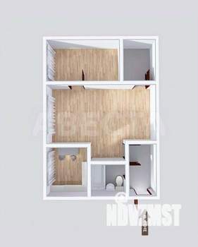 2-к квартира, вторичка, 42м2, 1/4 этаж