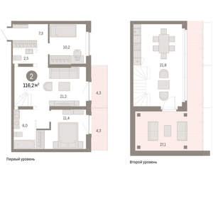 2-к квартира, вторичка, 116м2, 8/9 этаж