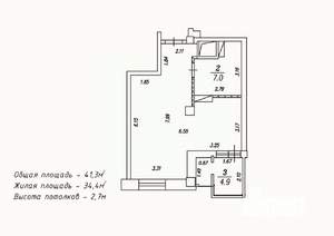 1-к квартира, сданный дом, 41м2, 13/18 этаж