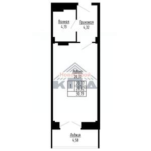 1-к квартира, вторичка, 30м2, 6/16 этаж