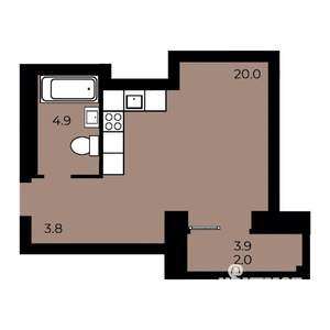 1-к квартира, строящийся дом, 30м2, 5/15 этаж