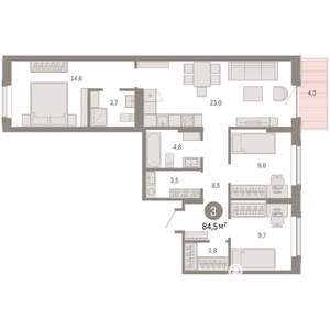 3-к квартира, вторичка, 85м2, 6/9 этаж