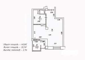 1-к квартира, сданный дом, 41м2, 12/18 этаж