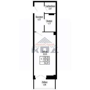 1-к квартира, вторичка, 35м2, 14/16 этаж