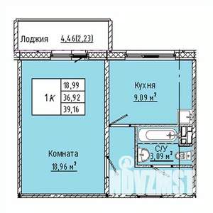 1-к квартира, вторичка, 39м2, 1/10 этаж