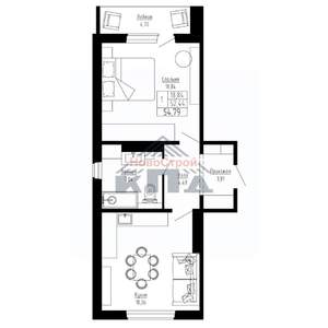 1-к квартира, строящийся дом, 55м2, 10/16 этаж