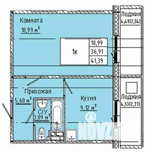 1-к квартира, строящийся дом, 41м2, 5/10 этаж