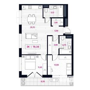 2-к квартира, вторичка, 79м2, 5/15 этаж