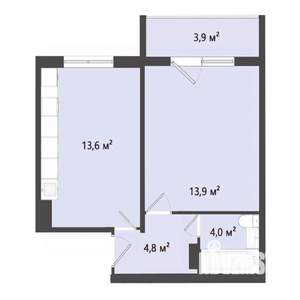 1-к квартира, строящийся дом, 36м2, 8/10 этаж