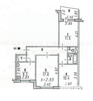 3-к квартира, вторичка, 66м2, 6/9 этаж