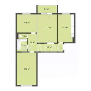 3-к квартира, вторичка, 77м2, 2/8 этаж