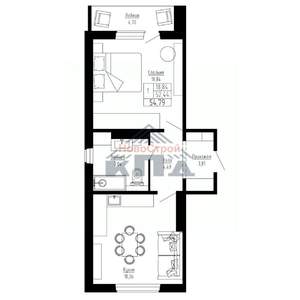 1-к квартира, строящийся дом, 55м2, 8/16 этаж