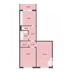 2-к квартира, строящийся дом, 59м2, 1/10 этаж