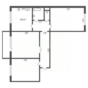 3-к квартира, вторичка, 72м2, 2/11 этаж