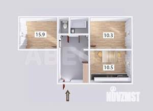 2-к квартира, вторичка, 52м2, 1/5 этаж