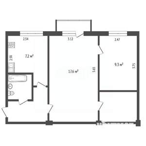 2-к квартира, вторичка, 45м2, 5/5 этаж