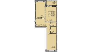 2-к квартира, строящийся дом, 64м2, 6/10 этаж