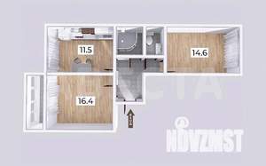 2-к квартира, вторичка, 55м2, 5/5 этаж