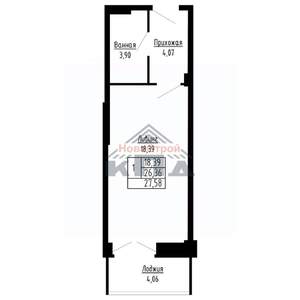 1-к квартира, строящийся дом, 28м2, 7/16 этаж