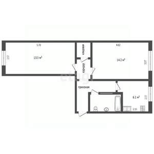 2-к квартира, вторичка, 48м2, 2/5 этаж
