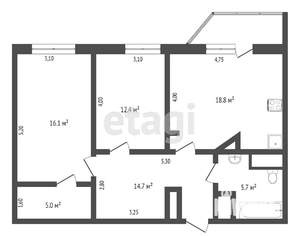 2-к квартира, вторичка, 71м2, 10/16 этаж