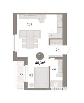 1-к квартира, вторичка, 40м2, 8/16 этаж