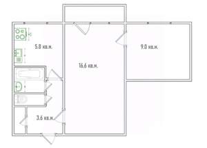 2-к квартира, вторичка, 41м2, 5/5 этаж