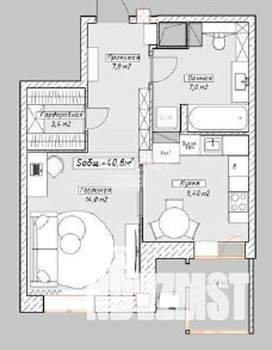 1-к квартира, вторичка, 40м2, 4/18 этаж