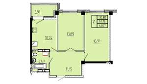 2-к квартира, строящийся дом, 61м2, 11/16 этаж