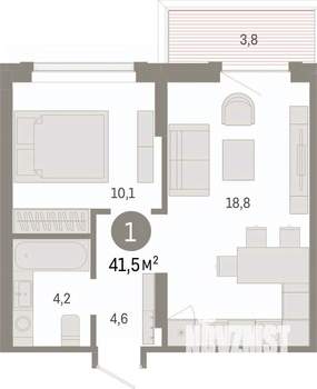 1-к квартира, вторичка, 41м2, 2/8 этаж