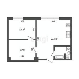 3-к квартира, вторичка, 41м2, 2/3 этаж