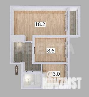 2-к квартира, вторичка, 42м2, 2/5 этаж