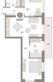 3-к квартира, вторичка, 66м2, 2/9 этаж