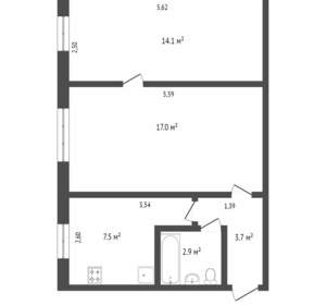 2-к квартира, вторичка, 45м2, 2/5 этаж