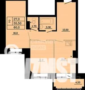 2-к квартира, вторичка, 60м2, 5/9 этаж