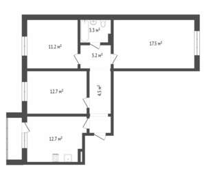 3-к квартира, вторичка, 76м2, 3/5 этаж