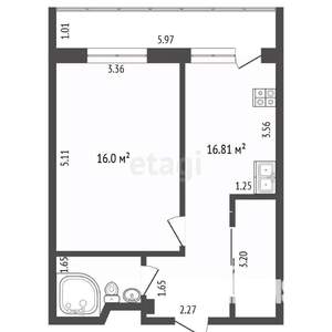 1-к квартира, вторичка, 42м2, 7/10 этаж