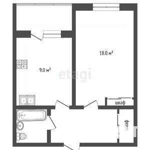 1-к квартира, вторичка, 36м2, 3/5 этаж