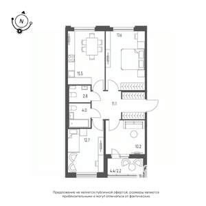 3-к квартира, вторичка, 76м2, 7/9 этаж