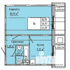 1-к квартира, вторичка, 41м2, 9/10 этаж