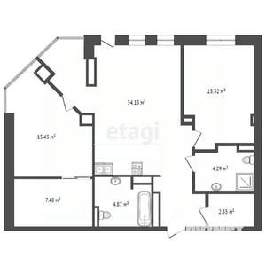 2-к квартира, вторичка, 100м2, 2/21 этаж