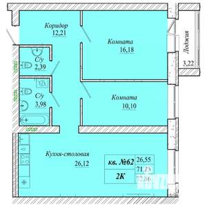 2-к квартира, вторичка, 73м2, 4/4 этаж