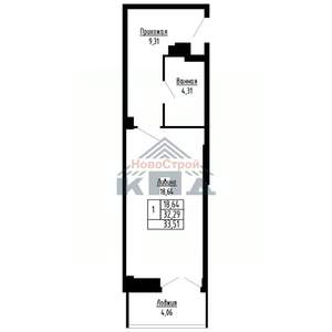 1-к квартира, вторичка, 34м2, 2/16 этаж