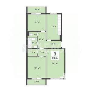 3-к квартира, вторичка, 76м2, 5/10 этаж