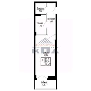 1-к квартира, вторичка, 32м2, 3/16 этаж