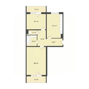2-к квартира, строящийся дом, 58м2, 4/10 этаж