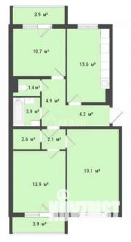 3-к квартира, вторичка, 76м2, 9/10 этаж